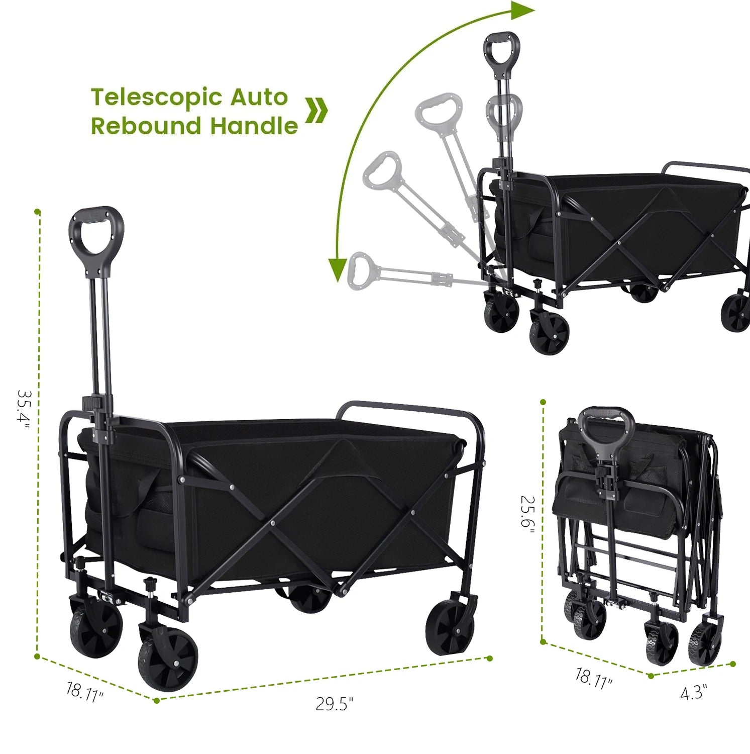 Foldable Showlu Smart General beach cart with large wheels and spacious basket, ideal for outdoor gear and easy transport.