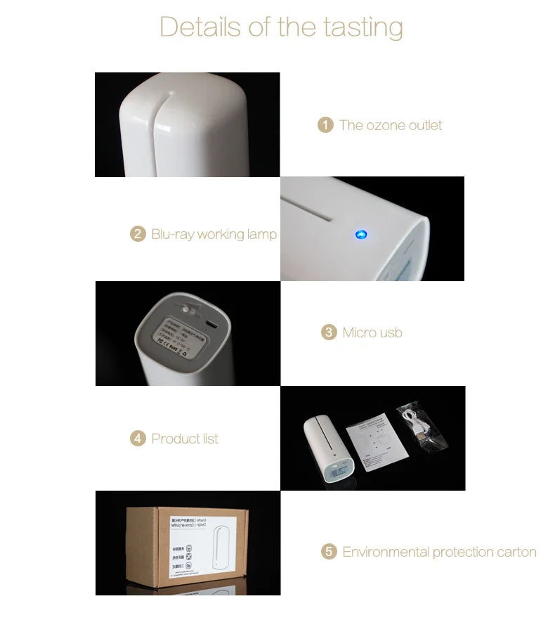 Showlu Smart General portable odor eliminator device with sleek design and control buttons, ideal for freshening indoor spaces.