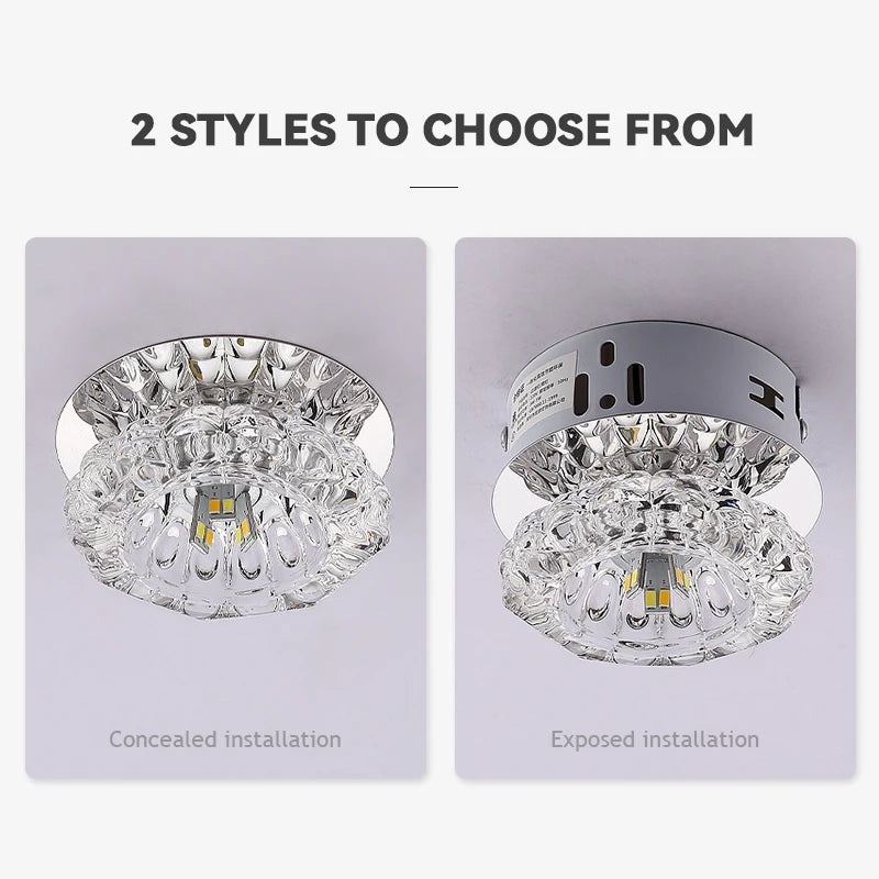 Modern crystal LED ceiling light from Showlu Fashion Store, flush mount glass lamp with elegant design and bright illumination.
