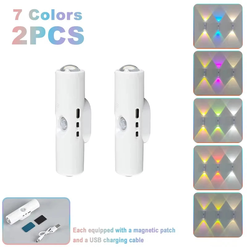 Rechargeable motion sensor LED cabinet light by Showlu Smart General, magnetic USB under counter closet night light in black.