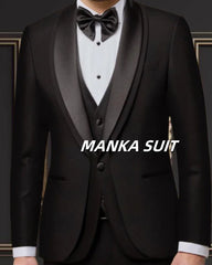 Elegant Shawl Lapel One Single Breasted Wedding Party Tuxedo 3pcs Blazer Vest Pant Formal Man Suits Customized Ropa hombre