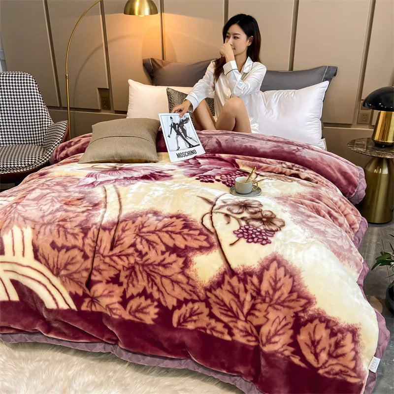 Raschel Mink Double Layer Winter Thick Plush Blanket For Bed Soft Warm Fluffy Throw Blankets 150x200cm Thicken Fleece Quilts