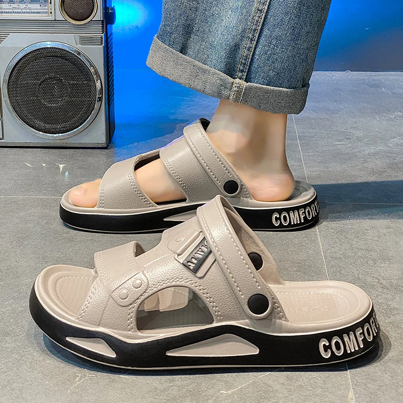Men's summer EVA slippers by Showlu Fashion with open-toe design, thick soles, non-slip outdoor beach sandals.