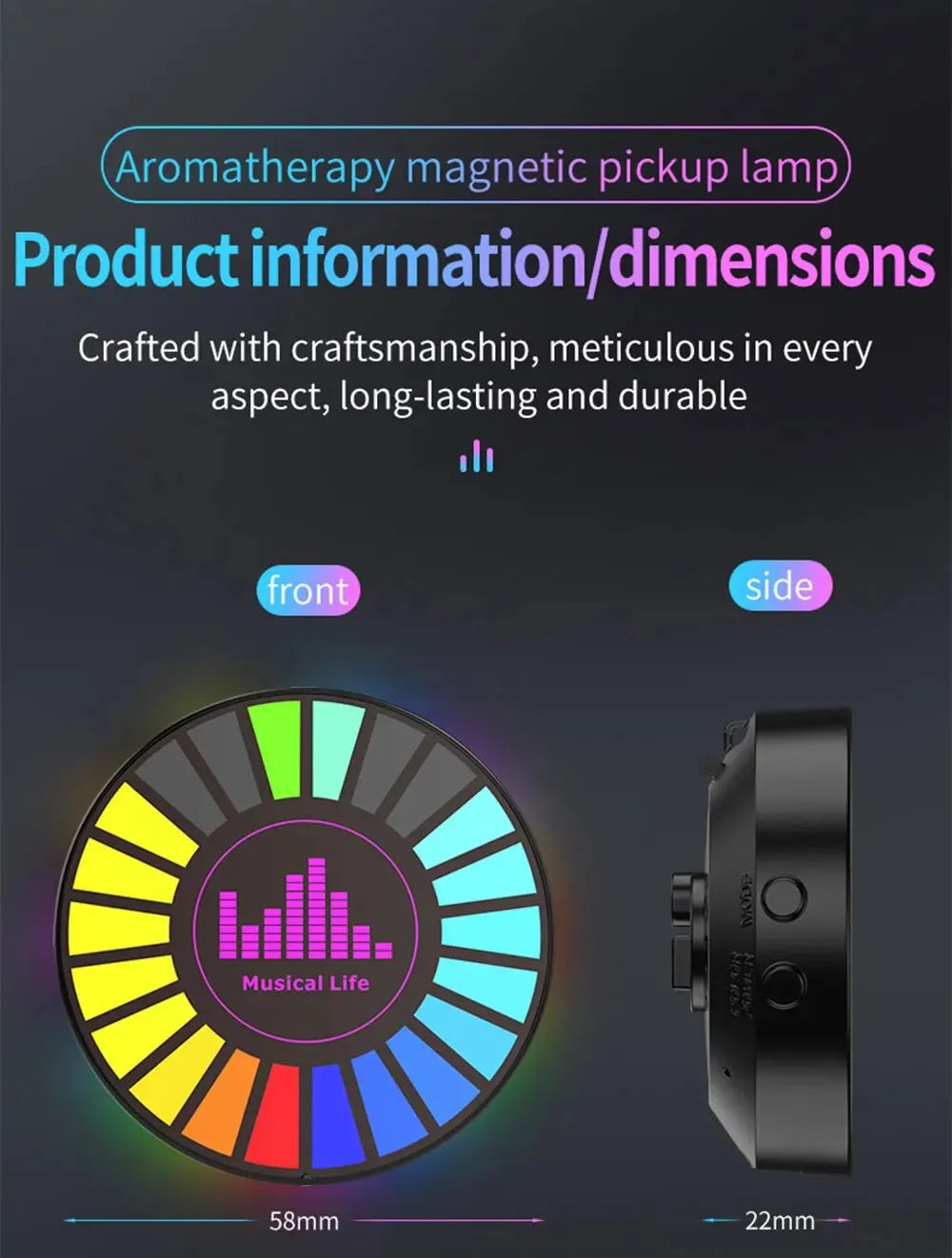 RGB Music Sync Magnetic Car Light by Showlu Smart General, showing colorful LED lights mounted inside a car.