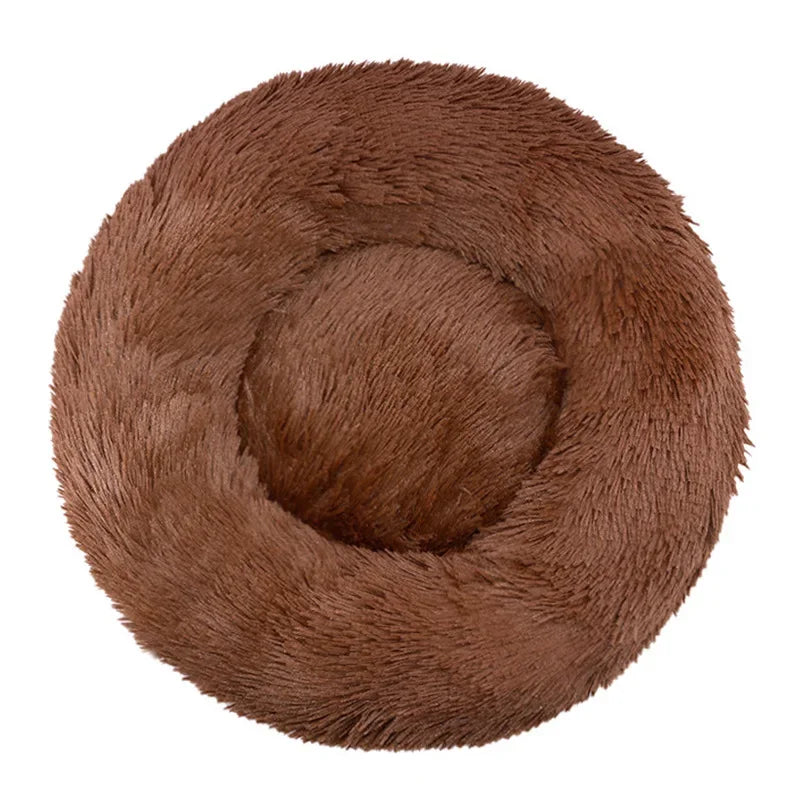 Showlu Round Plush Pet Bed for large dogs, soft and warm dog house with cozy cushioning, ideal for comfortable pet relaxation