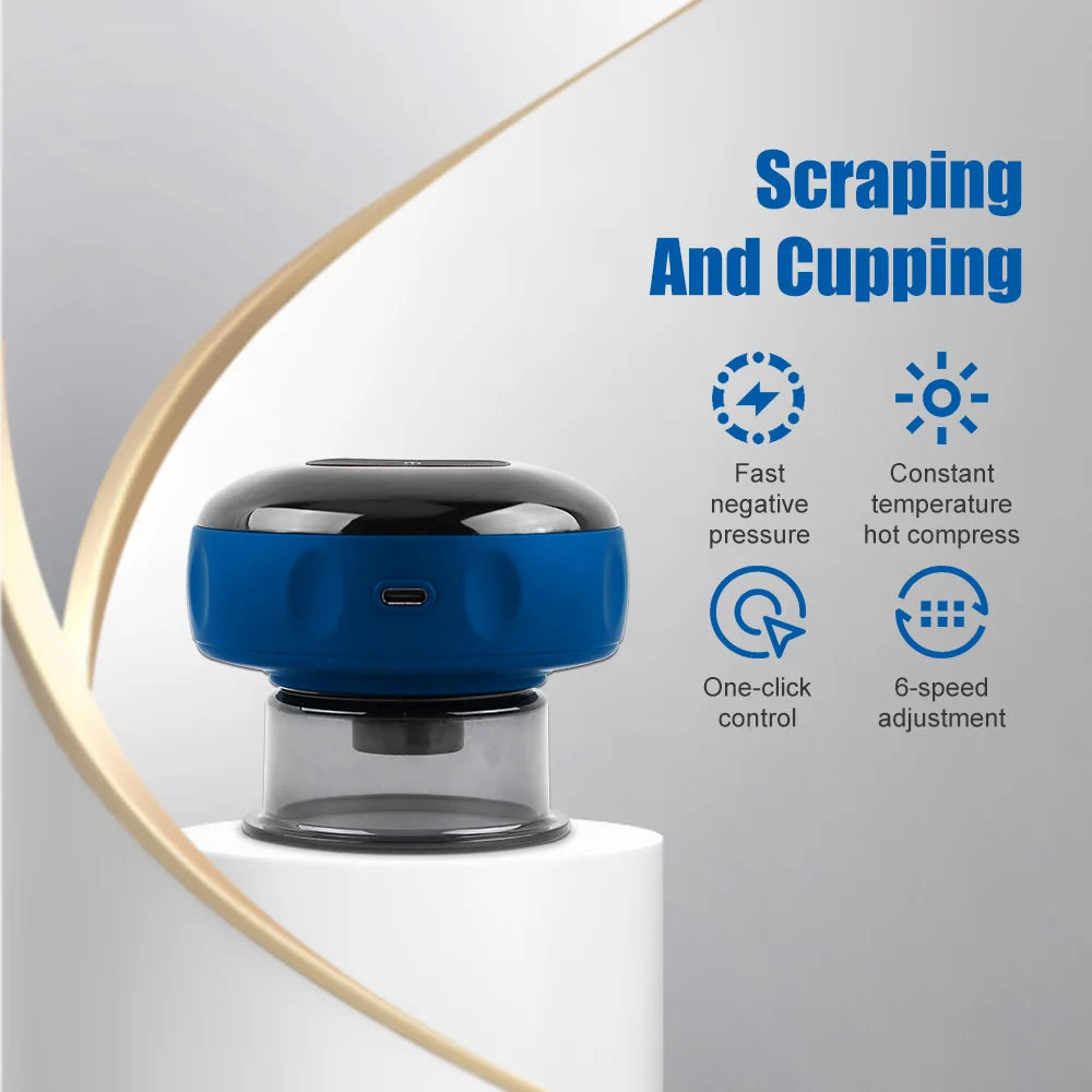 Electric cupping therapy set with vacuum scraping massager by SUOLAER, shown with multiple cups and massaging tools.