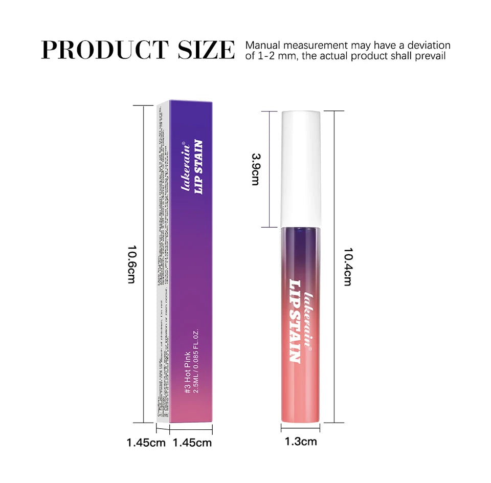 Showlu Smart General waterproof peel-off lip stain in vibrant red, showcasing its glossy, long-lasting lip tint application.
