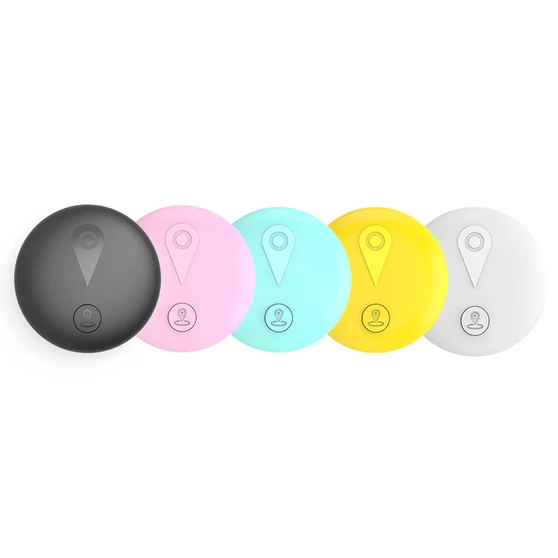 Showlu Anti-Lost AirTag tracker waterproof smart tag for pets and kids, shown attached to a keychain in a close-up image.