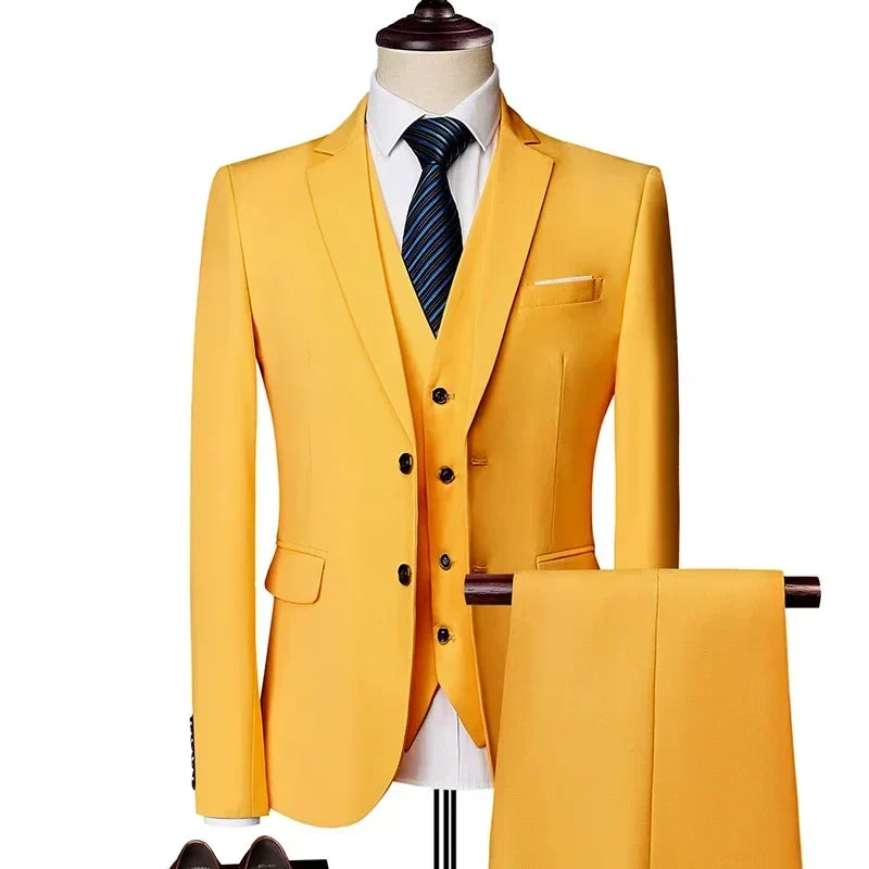 Men's slim fit black suit from SHOWLU FASHION STORE featuring a three-piece design, formal tuxedo style, and tailored fit.