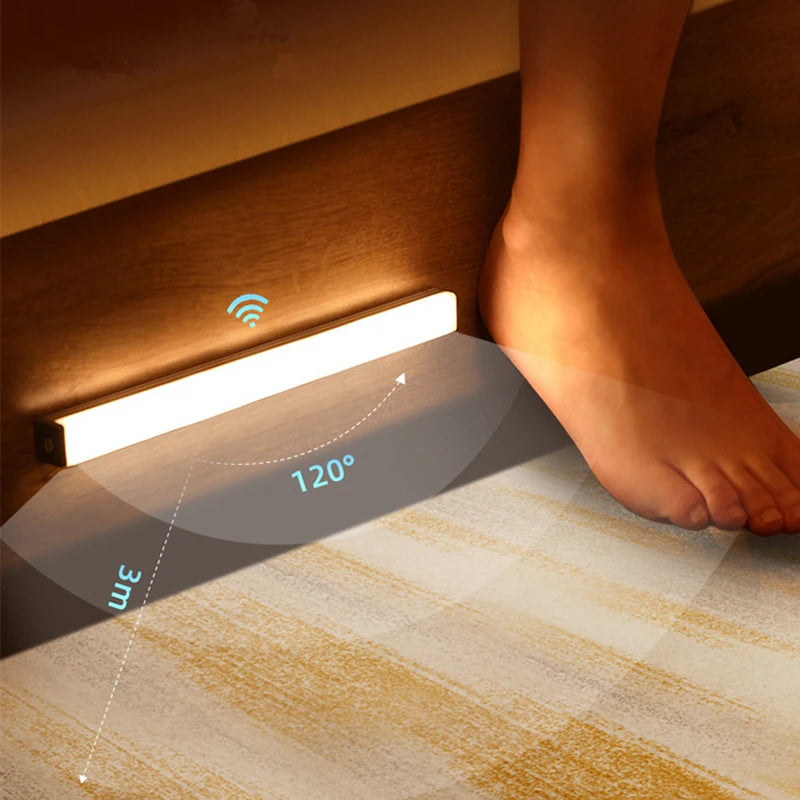 Rechargeable 50cm Digitaling Motion Sensor LED Night Light strip with automatic on/off, ideal for home lighting.