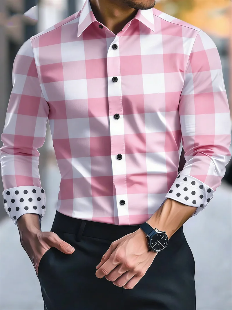 Showlu men's yellow checkered silk bamboo long sleeve shirt with slim fit design, stylish and comfortable for casual or formal wear.