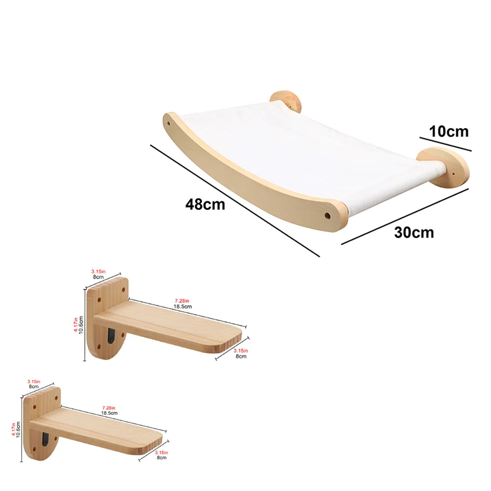Wall-mounted cat climbing rope and sisal scratching post by Showlu Fashion Store, wooden design, ideal for feline play and scratching.