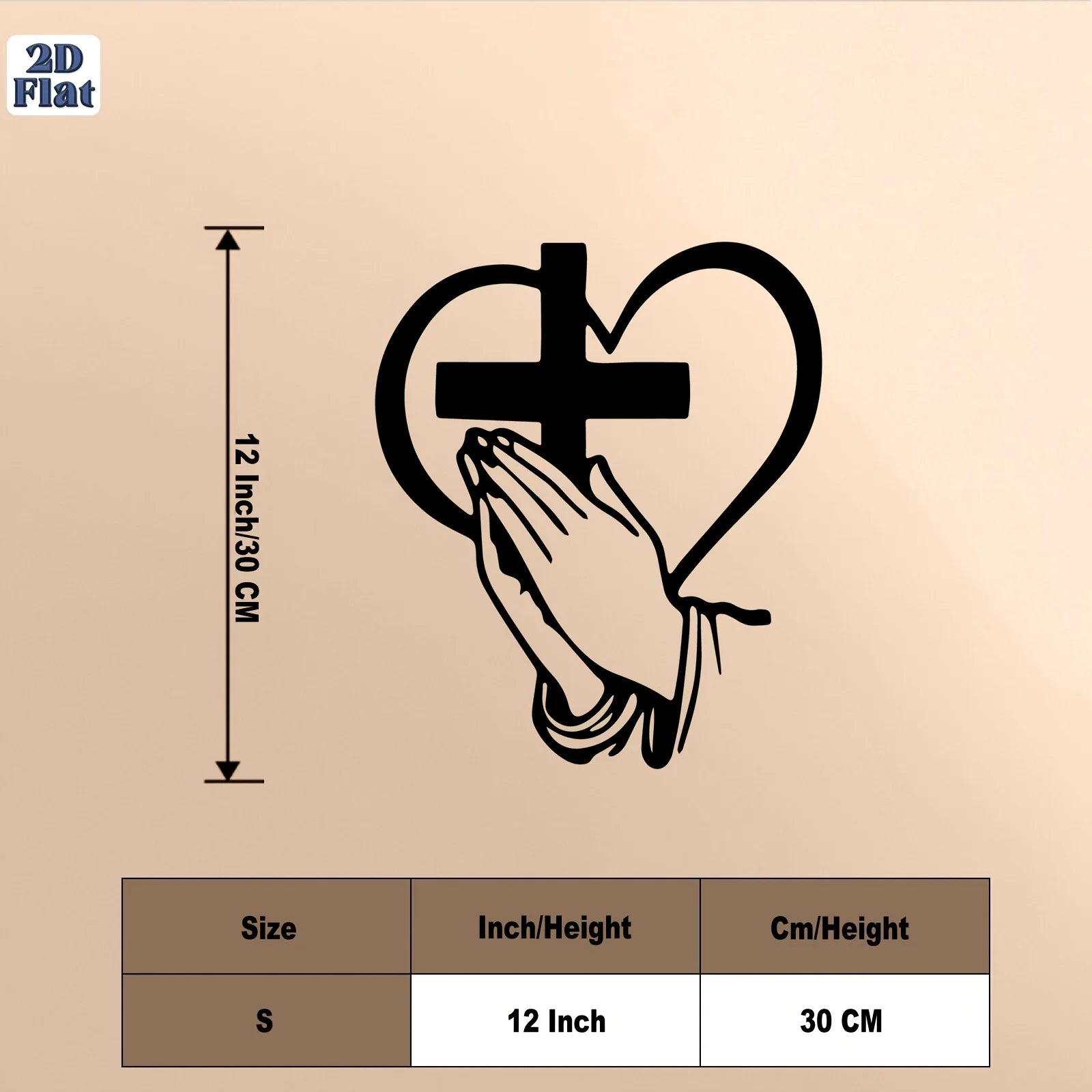 Religious metal wall art featuring a spiritual cross and heart design, decorative home decor by Showlu Fashion Store
