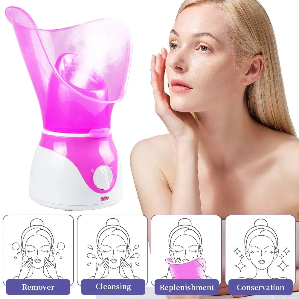 Showlu Smart Facial Steamer with hot and cold spray for face moisturizing, featuring a sleek design and easy-to-use controls.