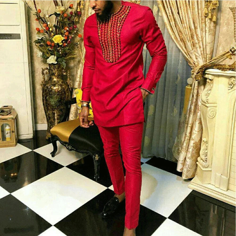 SHOWLU FASHION men's striped two-piece suit with formal cotton blend fabric, featuring a matching jacket and pants set.