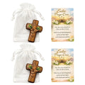 Small wooden pocket prayer cross with card and bag, perfect for Easter, Christmas, or church favors, by Showlu Fashion Store.