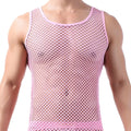 Men's hollow out mesh tank top, breathable sleeveless undershirt with a stylish design, ideal for casual and athletic wear.