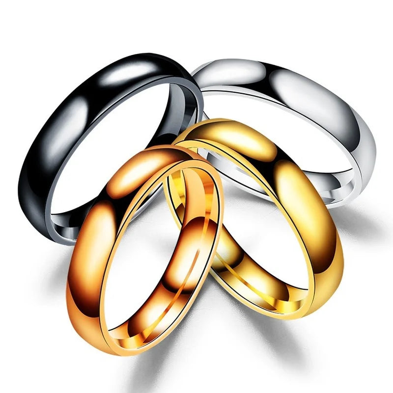 Showlu 6mm high polished stainless steel wedding ring for men and women, sleek and durable design, shiny silver finish.