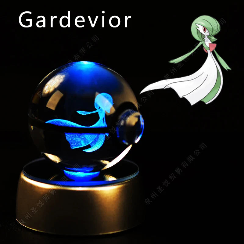 Miniso Pokemon 3D crystal ball night light featuring a glass Pokeball LED lamp with detailed Pokémon design.