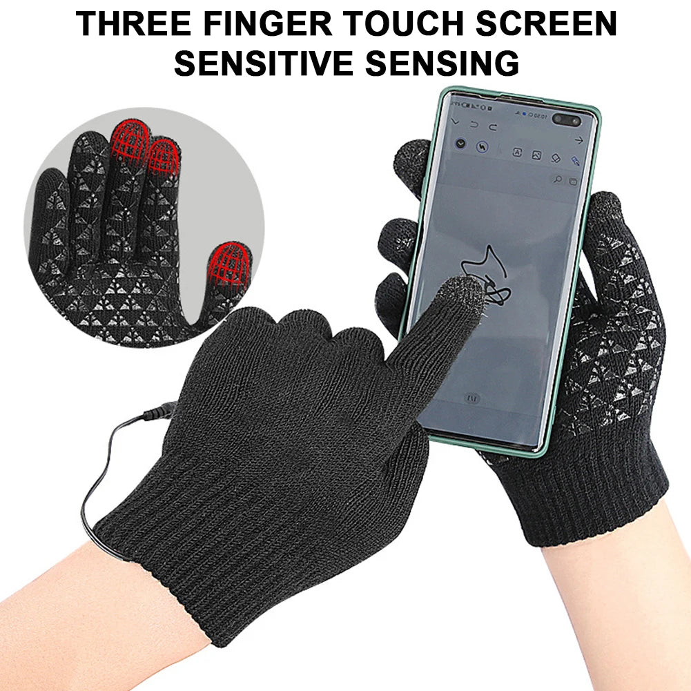Showlu Smart General USB heated winter gloves with touchscreen-compatible thermal cycling gloves, designed for cold weather outdoor activities.
