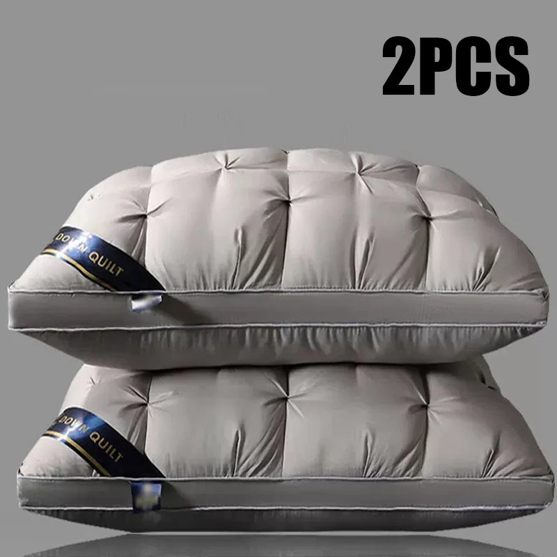 Two soft, supportive bed pillows from Mingou Store, ideal for back, stomach, or side sleeping in a luxurious hotel style.
