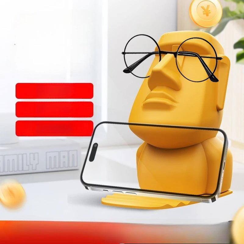 Showlu Creative Glasses Holder and Plastic Phone Stand on a desktop, featuring a colorful, modern design for organizing accessories.
