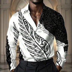 Men's Gradient Geometric Print Long Sleeve Shirt Fashionable Designer Lapel Button up for Outdoor Leisure Vacation