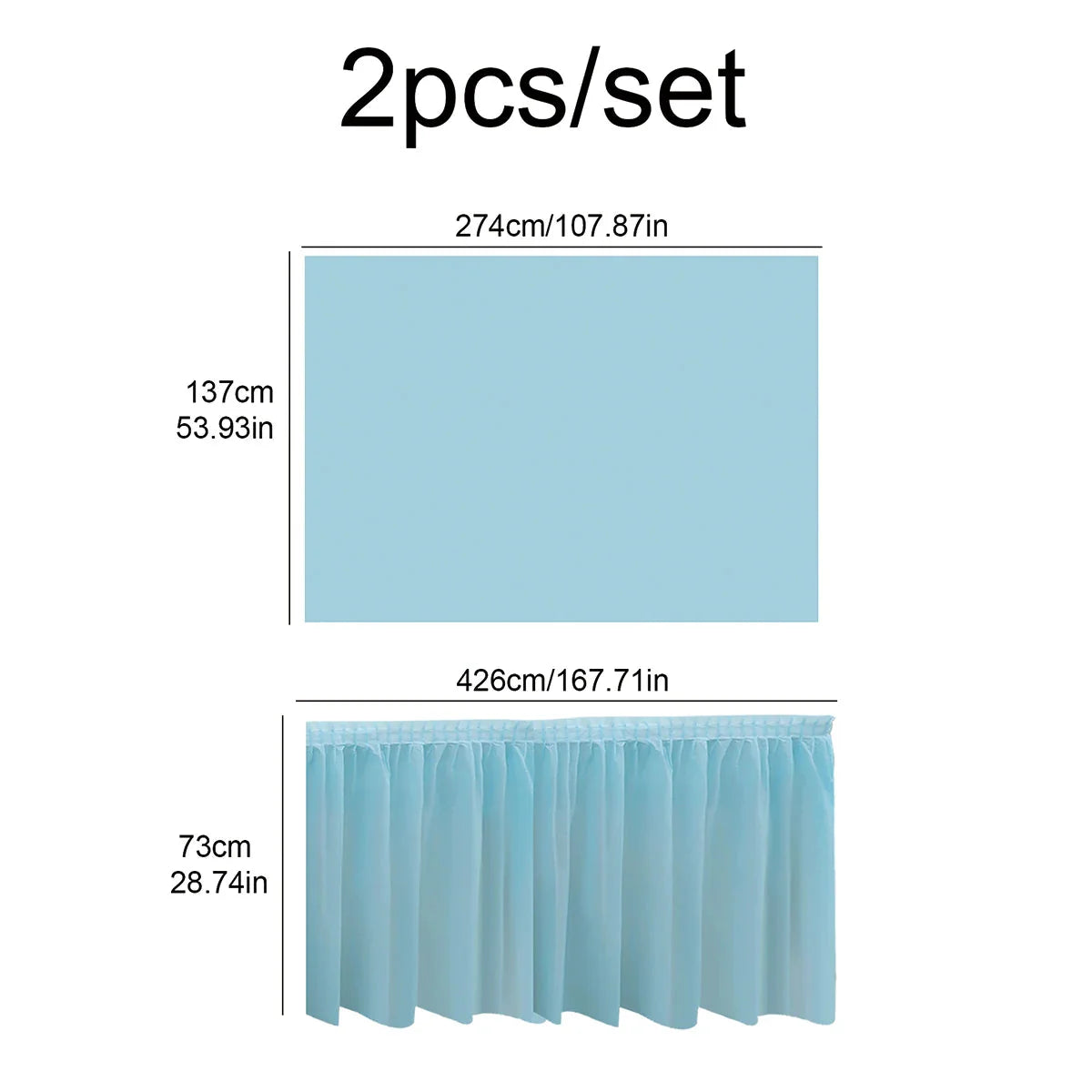 SHOWLU FASHION 2-piece disposable tablecloth and table skirt set, with elegant fabric design and easy-to-assemble style for events