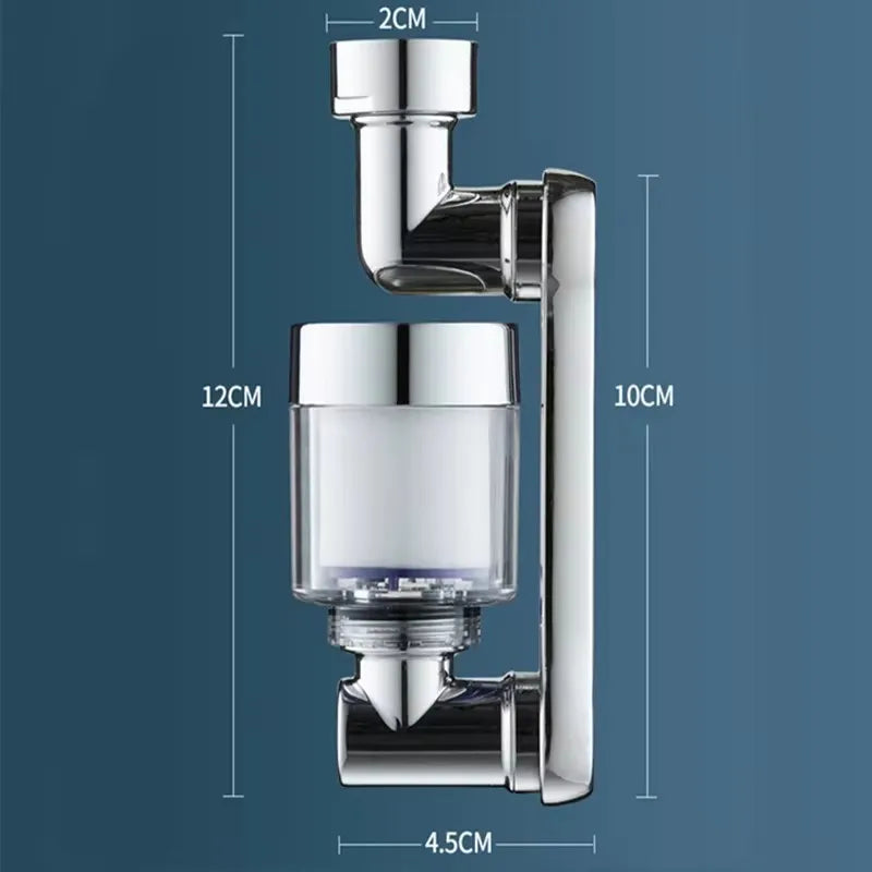 Showlu 1080° rotating robotic arm faucet extender with universal nozzle, flexible and easy to install kitchen or bathroom faucet accessory.