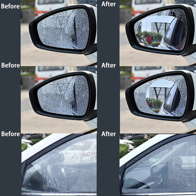Showlu Smart General car rearview mirror anti-fog rainproof film set installed on vehicle mirror for clear visibility.