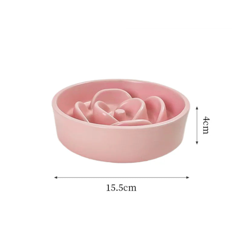 Ceramic pet slow food bowl for dogs and cats, anti-suffocation and overturning, easy to clean food and feeding device