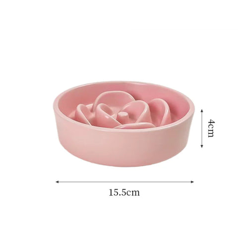 Ceramic pet slow food bowl for dogs and cats, anti-suffocation and overturning, easy to clean food and feeding device