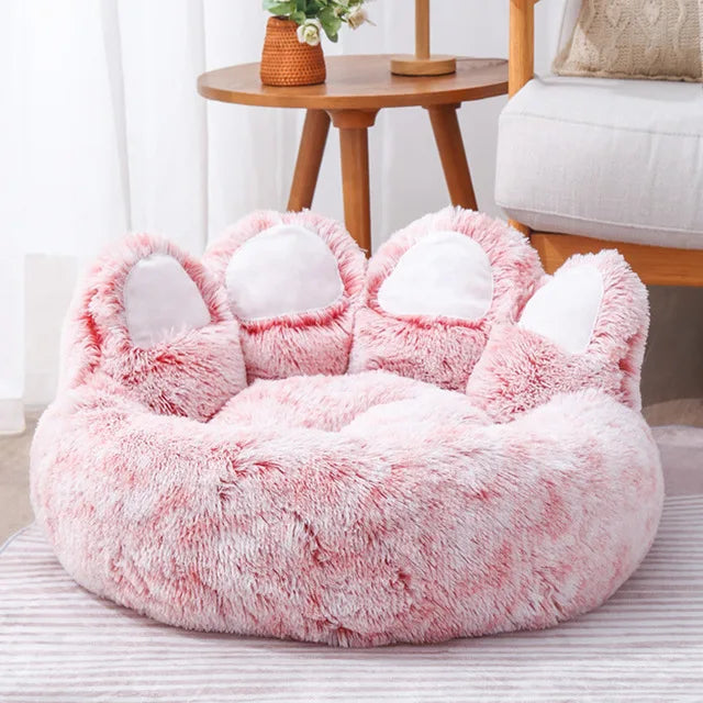 BeiYu Pet Bear Paw dog bed with soft, fluffy, breathable cushion designed for comfort and cozy relaxation.