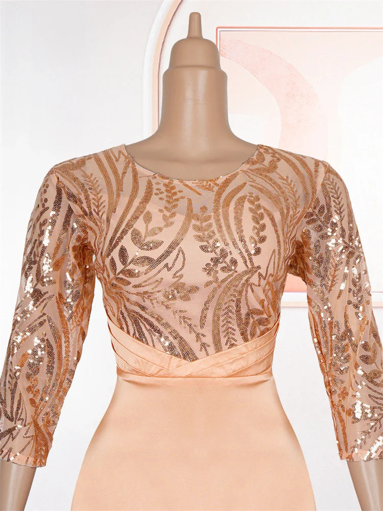 Sequin African Dashiki mermaid evening dress for women, stylish and elegant fashion by SHOWLU FASHION STORE.