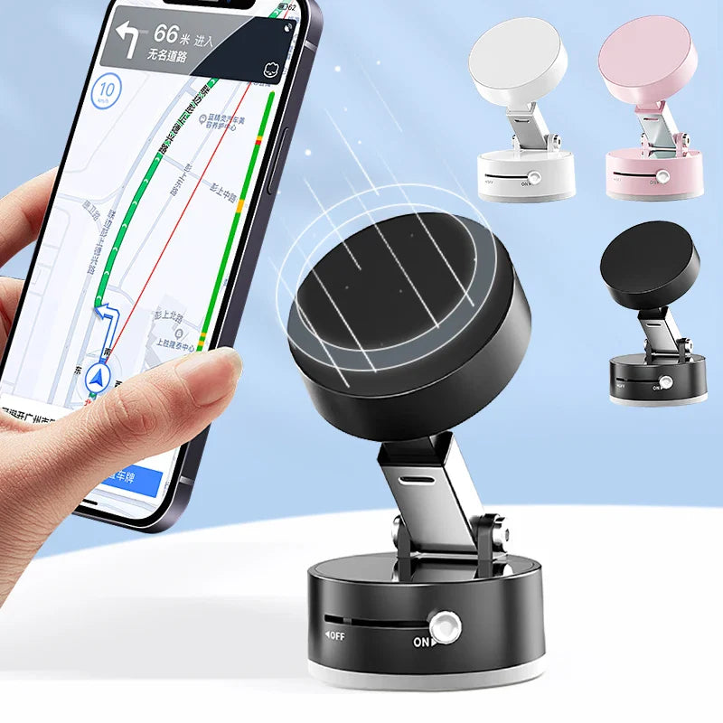 Mini magnetic suction cup car phone holder for iPhone and Android by Showlu Fashion Store, with a sleek design and secure grip.