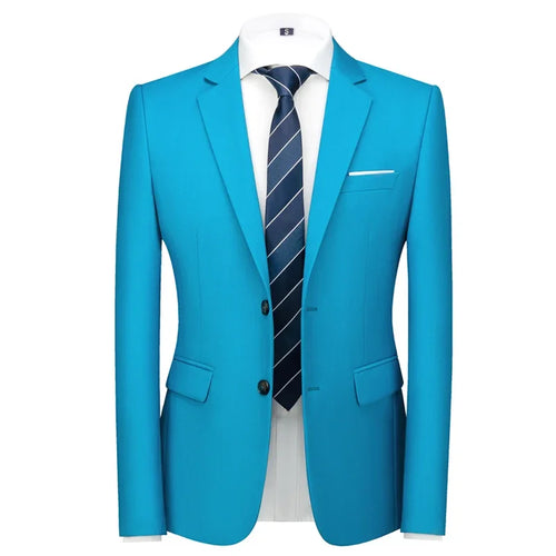 Men's slim fit 16-color suit jacket by Showlu Fashion, formal business blazer with casual style in big 6XL size.