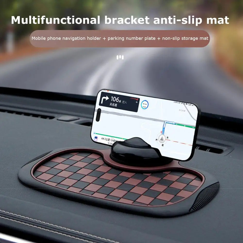 Car dashboard anti-slip mat from Showlu Fashion Store holding phone and keys on the vehicle dashboard.