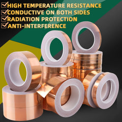 20m Doubel Side Conductive Copper Foil Tape Adhesive Strip Heat Shield Eliminate EMI Anti-static Repair Tape 0.05mm Thickness