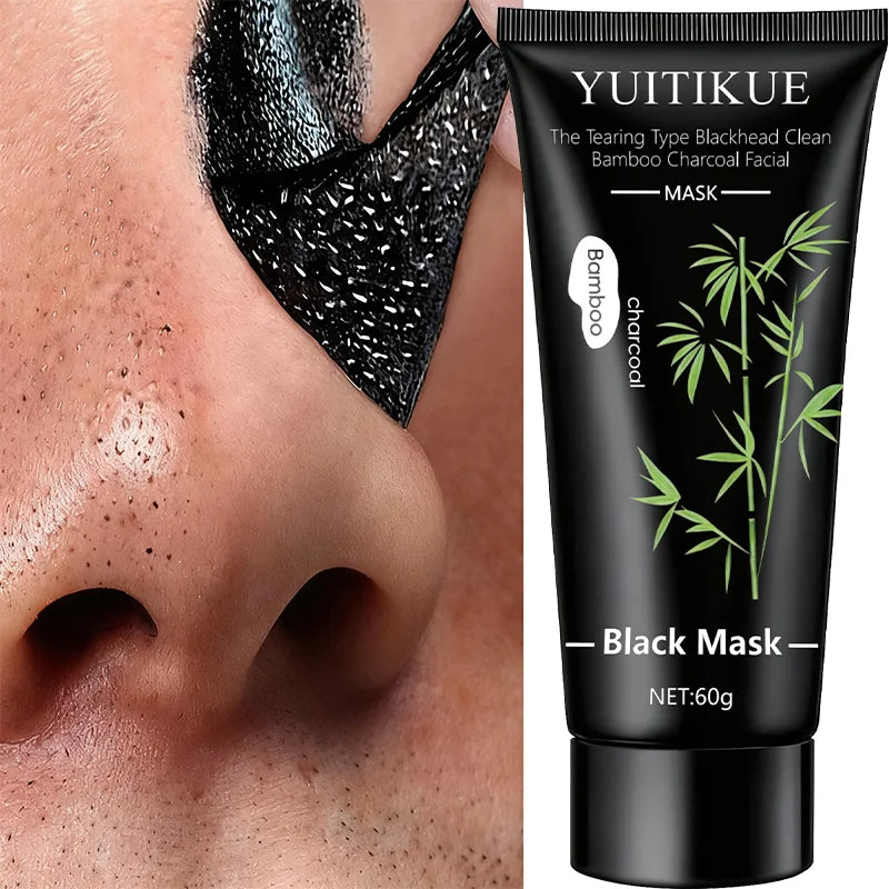 Showlu Smart General blackhead peel-off mask spread on skin, demonstrating its pore-clearing and deep cleansing properties.