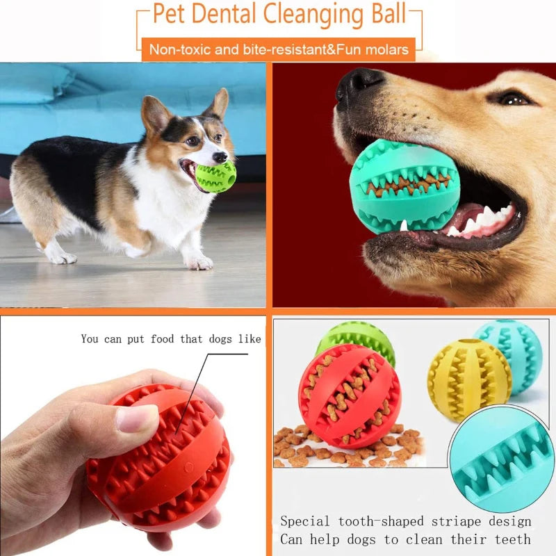 Showlu Smart General interactive rubber dog chew ball with treat dispenser, ideal for teeth cleaning and puppy training.