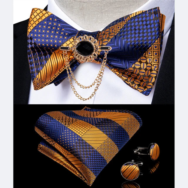 DiBanGu men's pink solid bow tie set with pocket square and cufflinks, perfect for wedding attire, by Showlu Fashion Store.