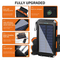 Showlu Smart 20000mAh solar power bank with waterproof design, portable charger with multiple USB ports and rugged exterior.
