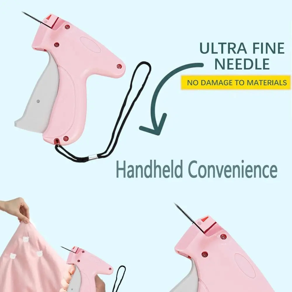 SHOWLU Portable Quick Clothing Fixer and Micro Stitch Tag Gun for clothes, shown with compact design and needle for fabric repairs