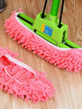 Showlu Fashion chenille dust mop slippers, polyester floor cleaning shoes with soft, absorbent dusting pads for easy home cleaning.