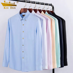 2026 Spring/Autumn New Men's Luxury Brass Button Long Sleeve Business Casual Shirt Ironing Resistant Office Work Shirts as Gift