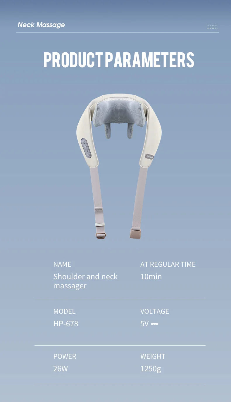 Showlu Smart General electric deep tissue neck and shoulder massage shawl with heating and adjustable settings.
