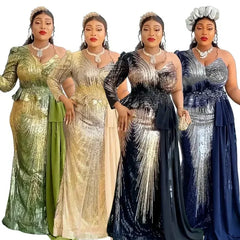 2025 Elegant Dress Women for Wedding Party Summer Autumn Africa V-neck Long Sleeve Evening Long Maxi Dress Gowns Africa Clothing