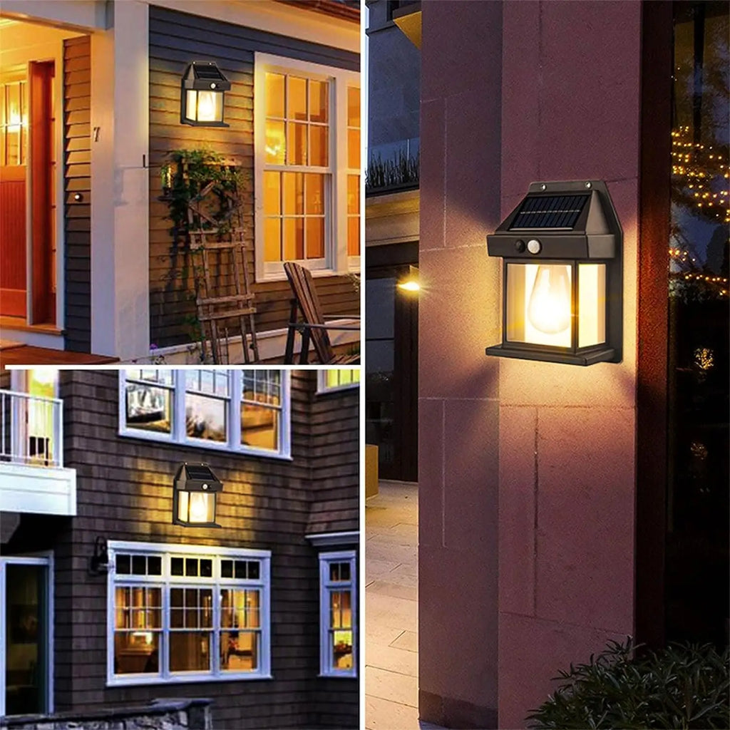 Showlu Smart Solar Motion Sensor Wall Light with waterproof IP65 LED design, ideal for outdoor security and illumination.