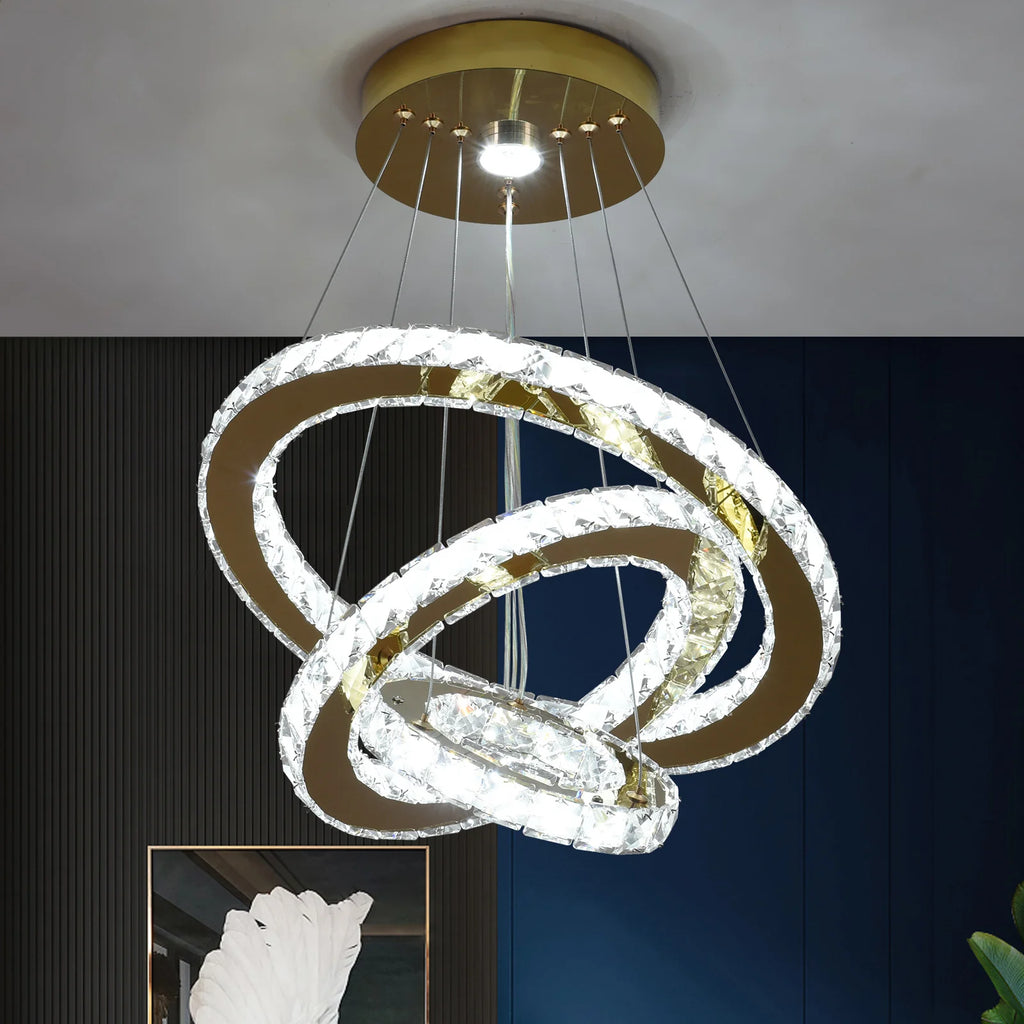 Modern LED crystal chandelier by Showlu Fashion Store featuring a sleek French luxury design with elegant crystal accents.