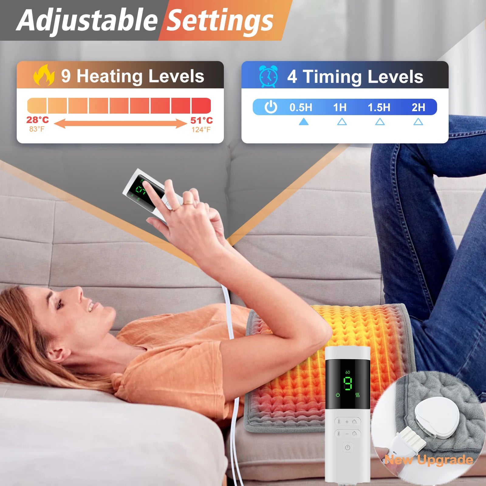 Showlu Smart General electric heating pad with plush cover, adjustable temperature, and timer for soothing warmth and comfort.
